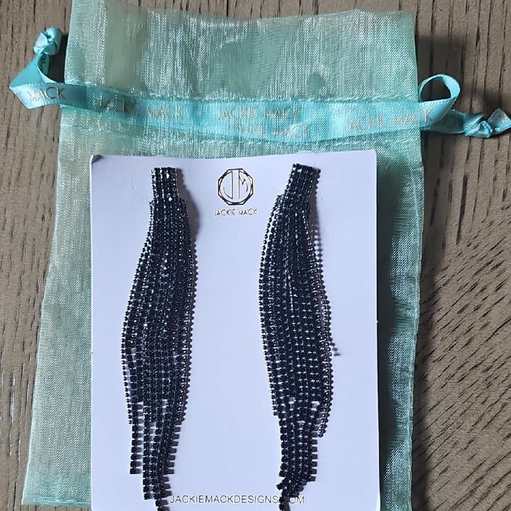 Jackie Mack Black Fringe Earrings
